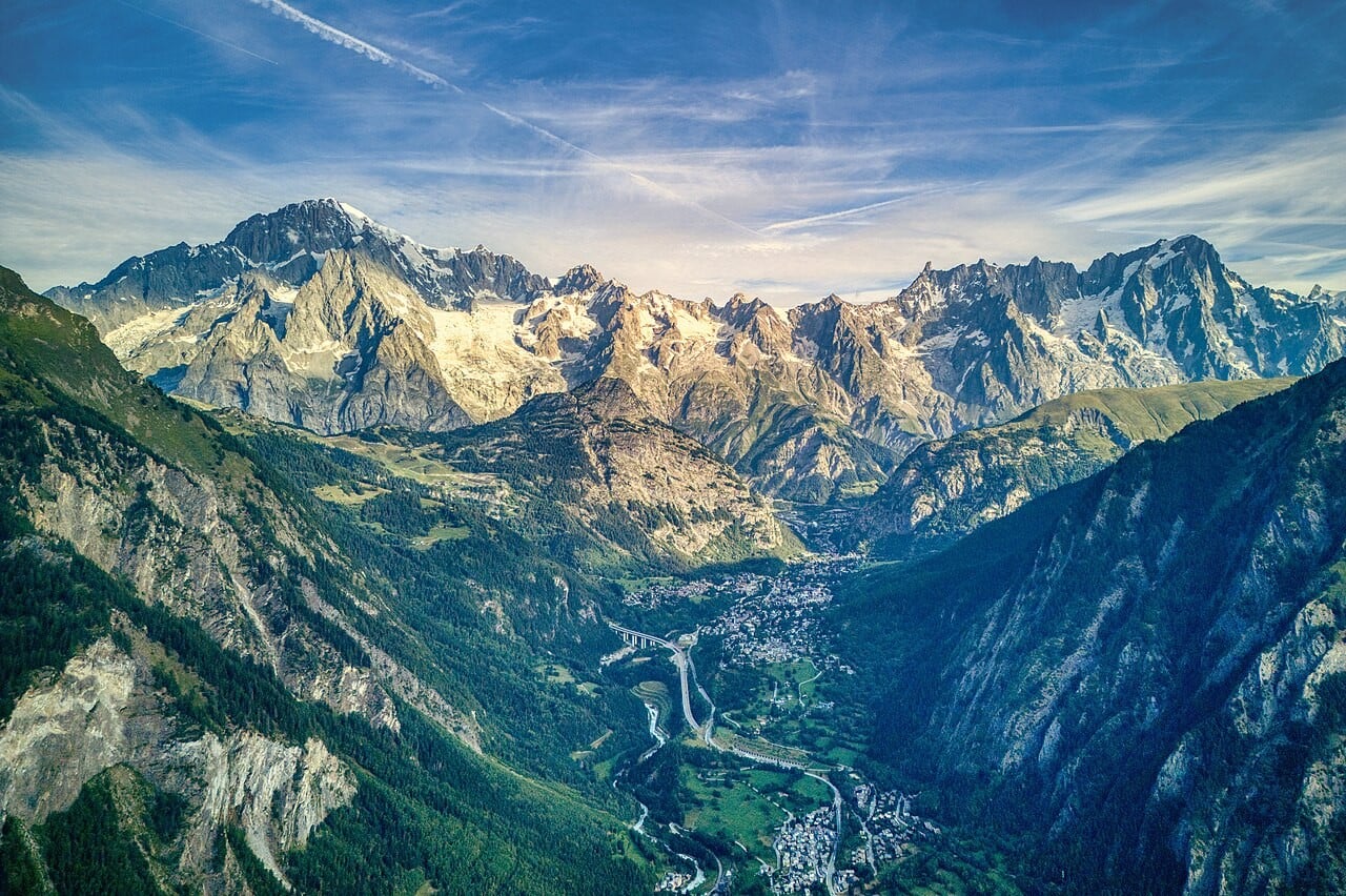 Snow-covered Mont Blanc massif