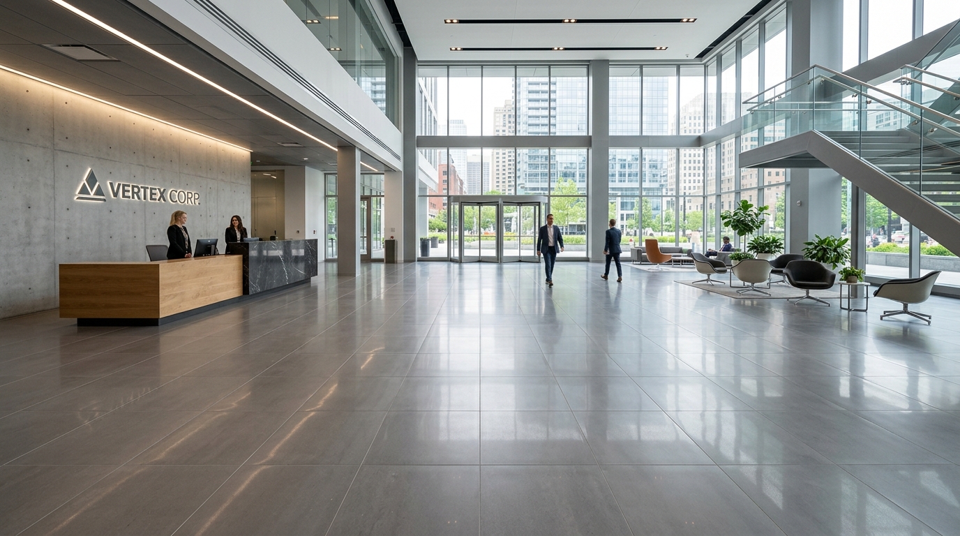 Commercial lobby with professional tile floor