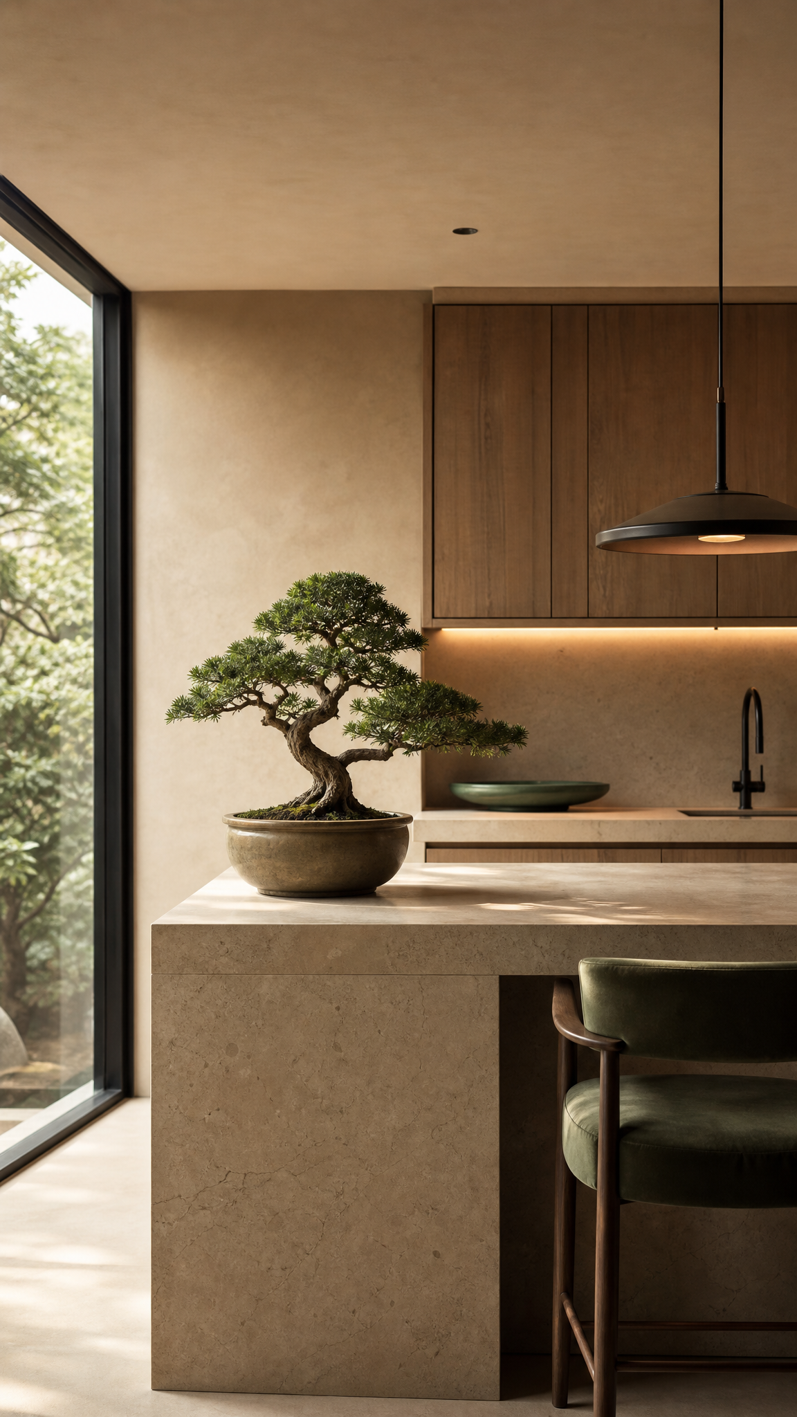 Cocina moderna de lujo con bonsái Auraq