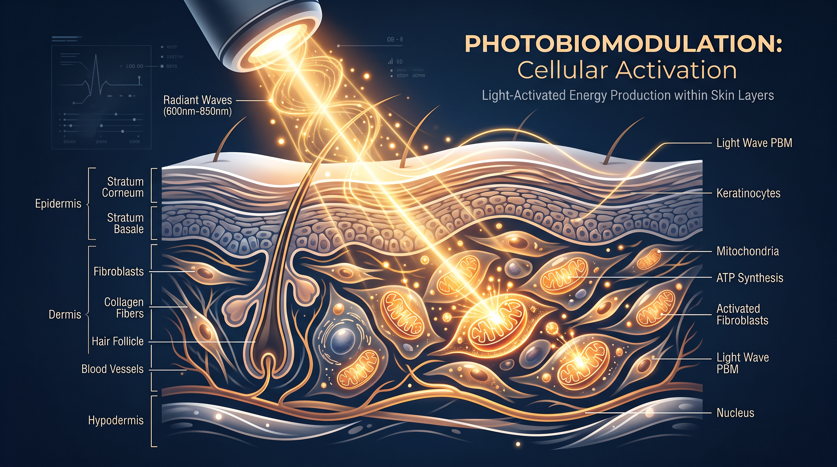 Visualization of photobiomodulation light waves interacting with cells