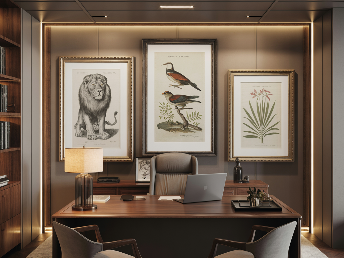 Natural History Wall in an office