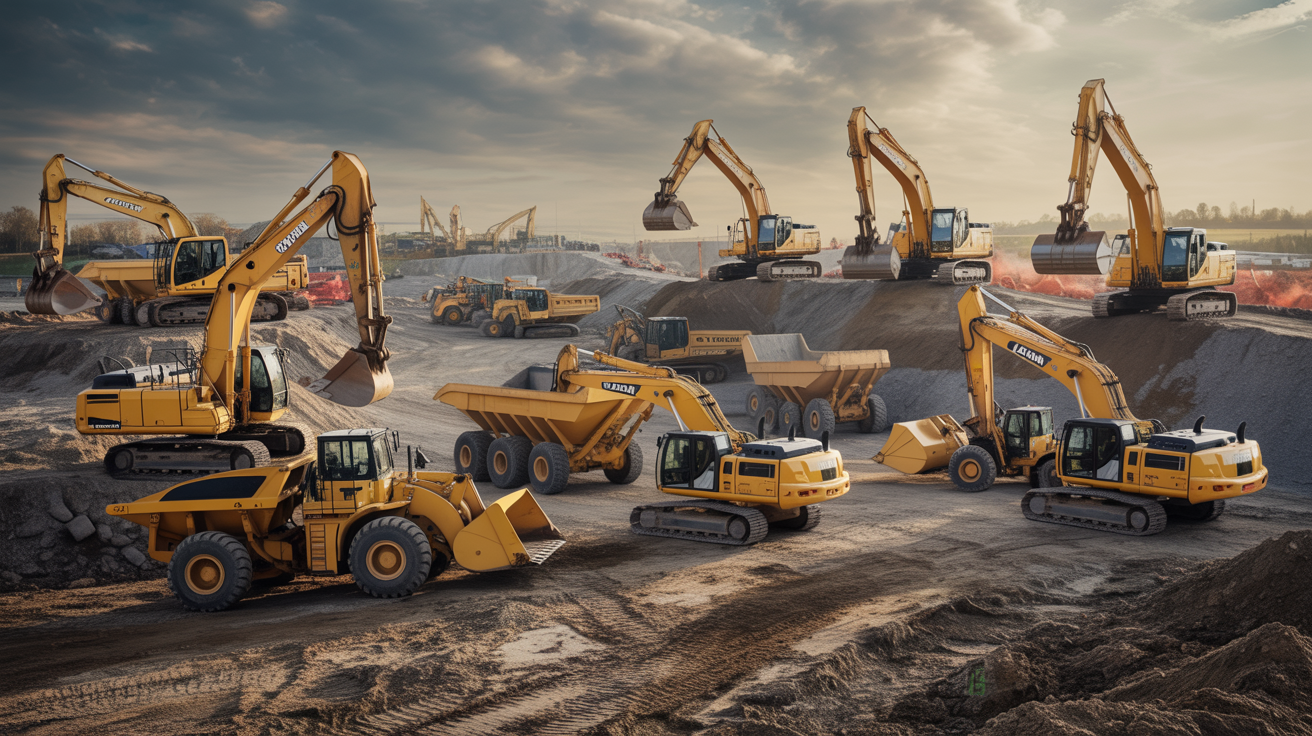 Construction site with heavy plant machinery in operation