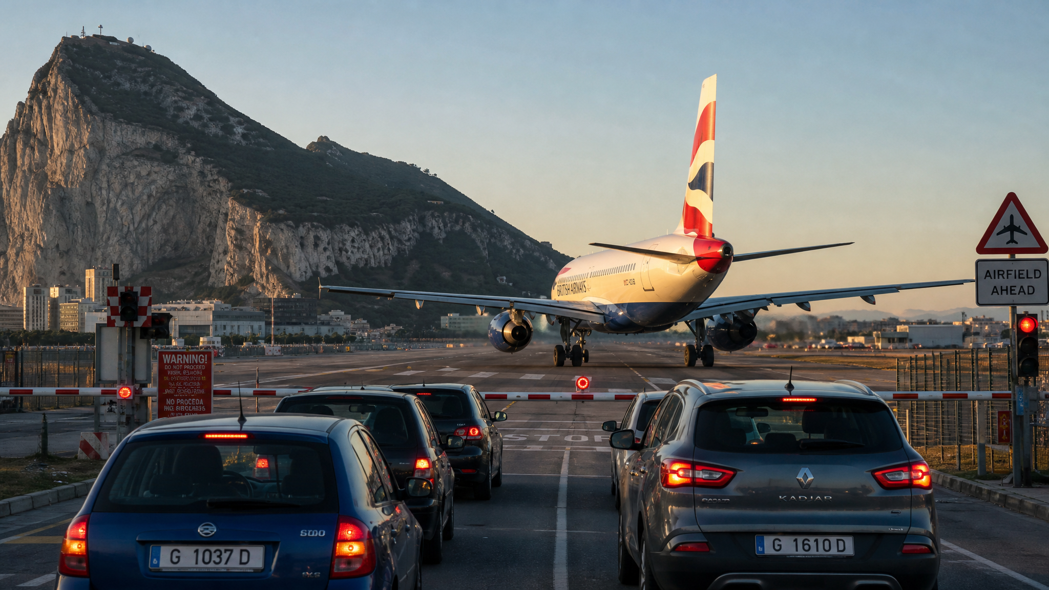 O aeroporto mais insano do mundo: aviões cruzam uma estrada e os carros têm de parar