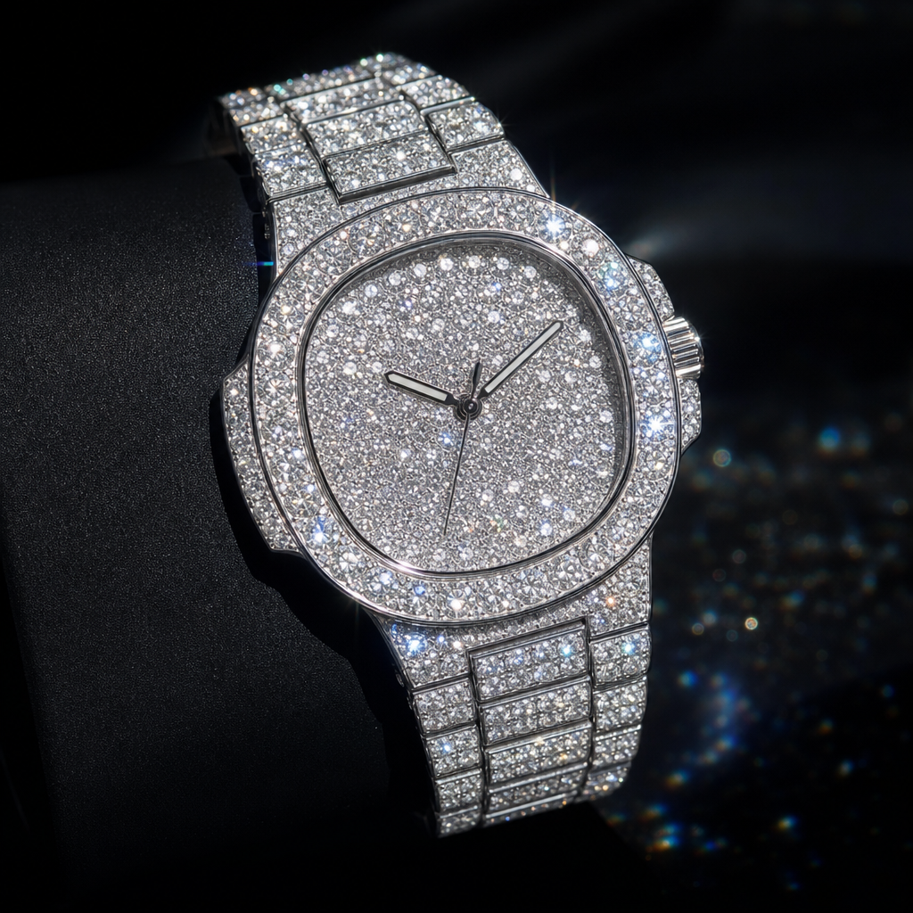 Moissanite Encrusted Tennis Watch