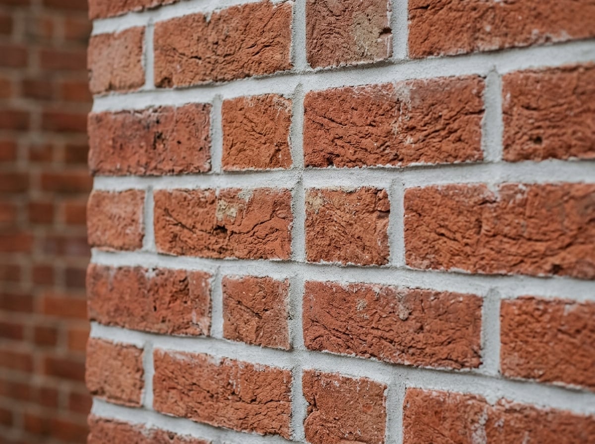 Freshly repointed red brick wall