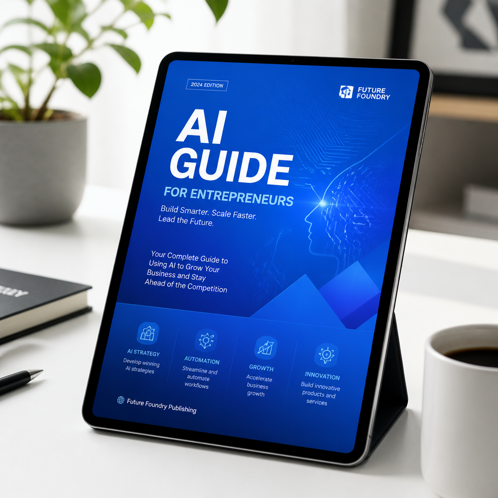 Mockup de Guía de IA para Emprendedores