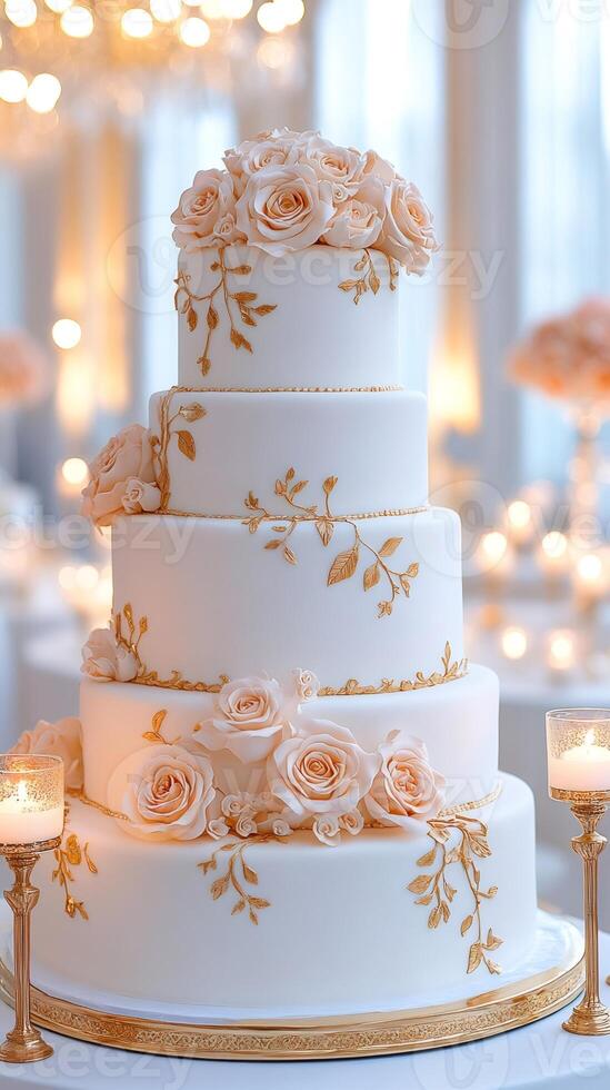 Pink & Gold Wedding Cake
