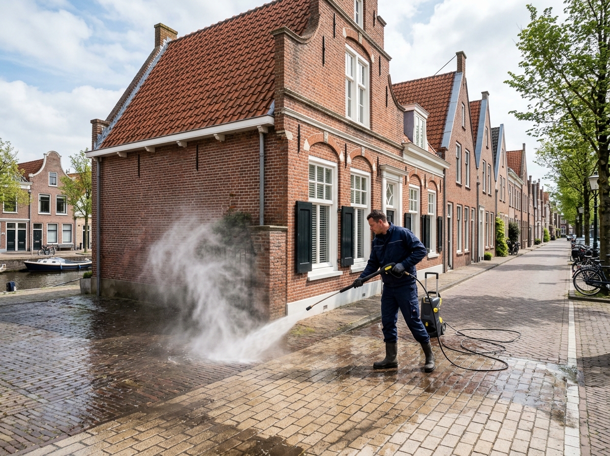 Cleaning service on a Dutch style house
