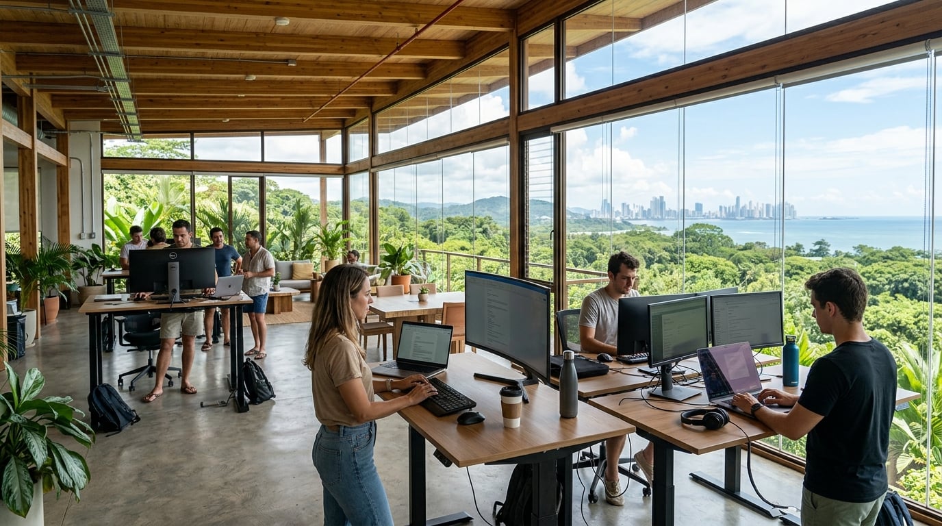 Modern co-working space with tropical views in Panama