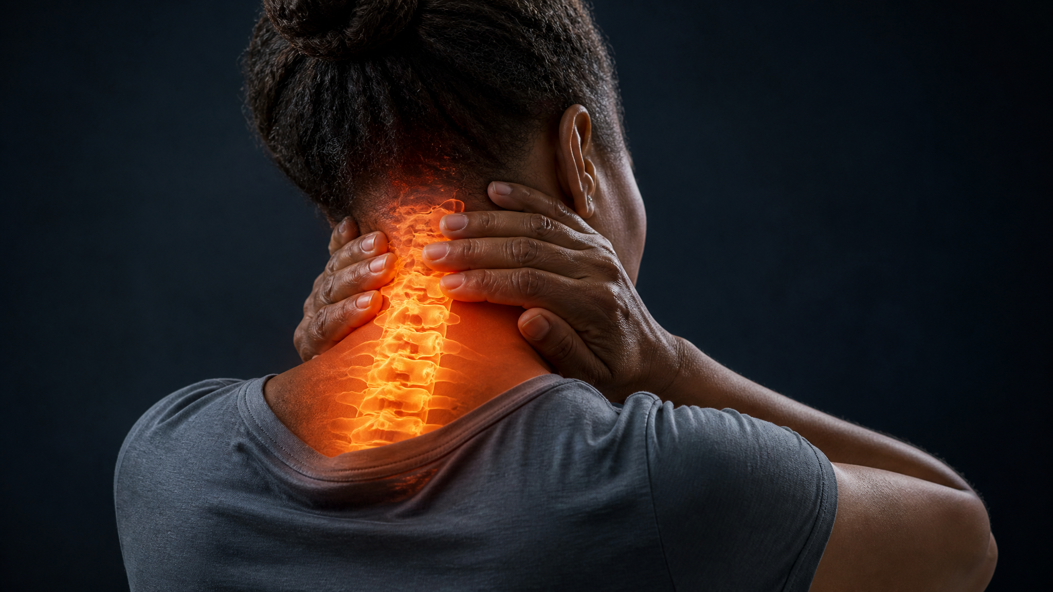 A veteran experiencing Cervical / Thoracic / Lumbosacral Strain, with the affected spine highlighted