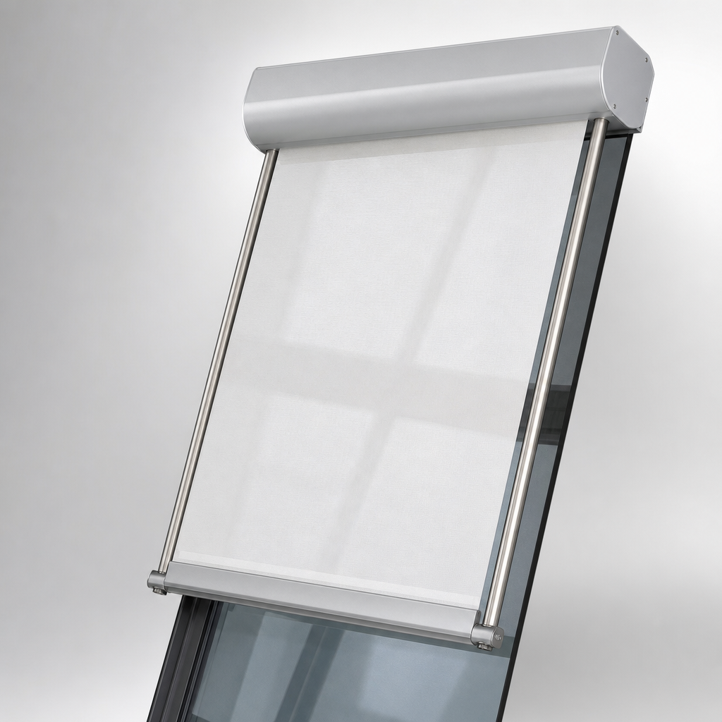 Compact & Blackout Shades — Guthrie Douglas TESS 640 Compact Blackout Rod-Guided Roller Shade — distributed by Blind Solutions®