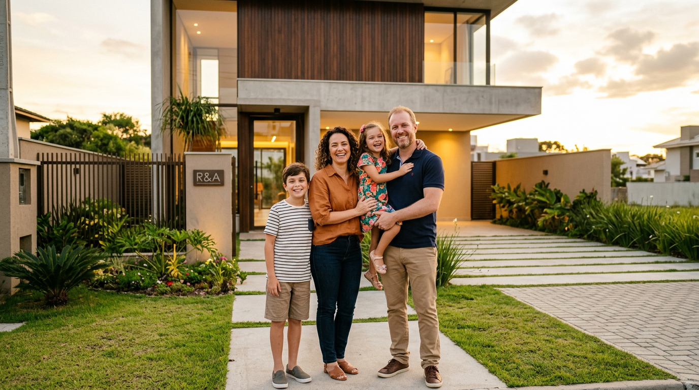 Família avaliando possibilidades de aquisição de novo imóvel