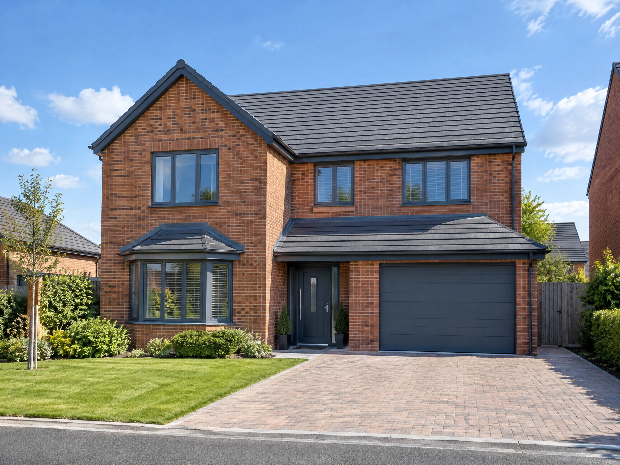 Completed new tiled roof on a UK detached house
