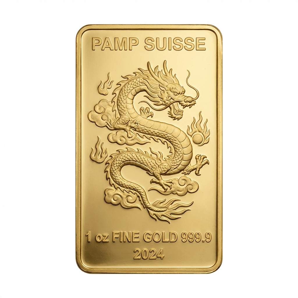 PAMP 1oz Lunar Series Dragon 2024 Gold Bar