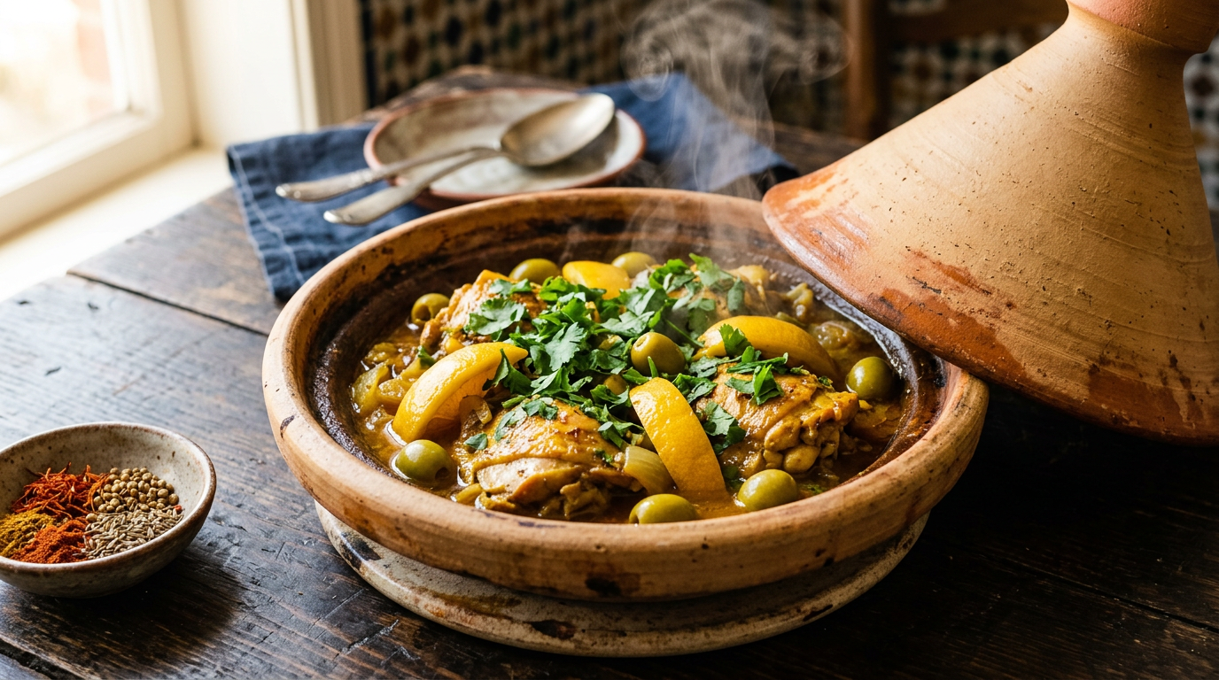 Moroccan Chicken Tagine with Preserved Lemon & Olives