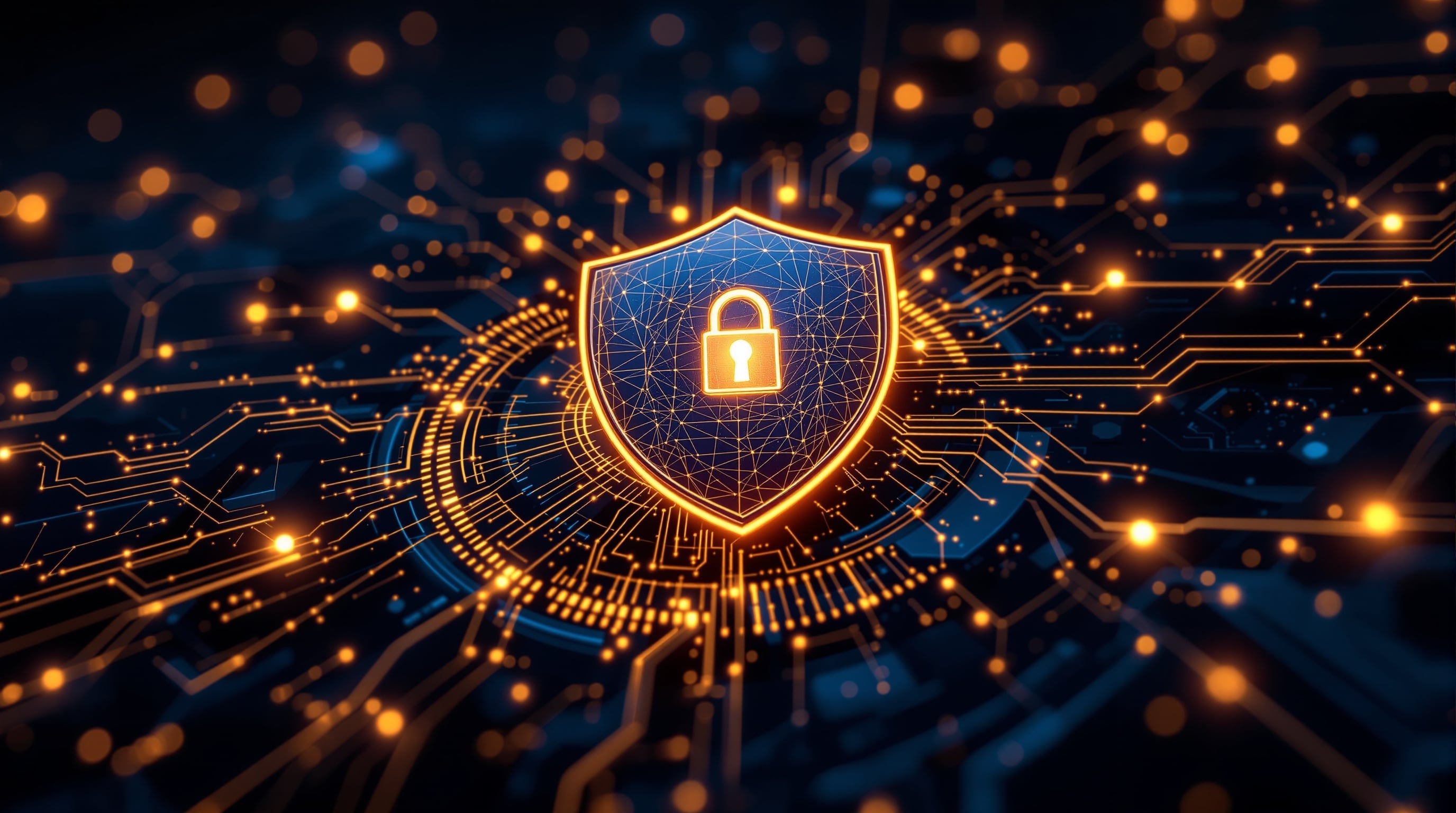 AI neural network and cybersecurity shield background