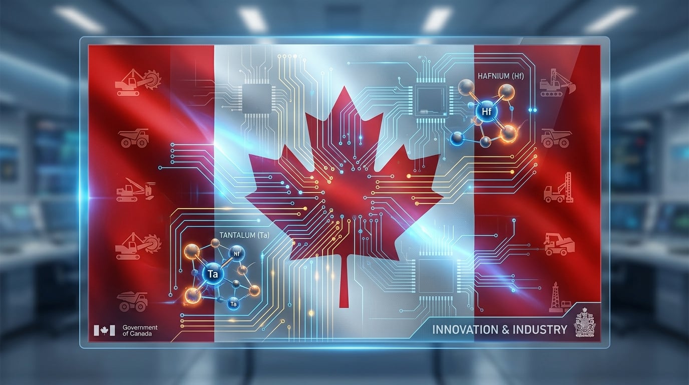 Drapeau du Canada avec symboles technologiques