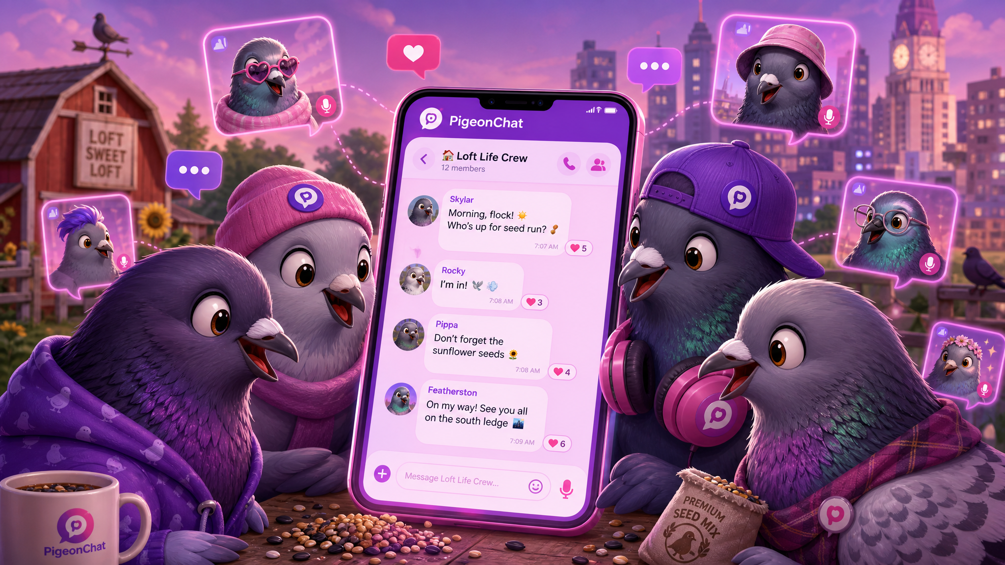 PigeonChat group chat connecting remote community members through smartphones