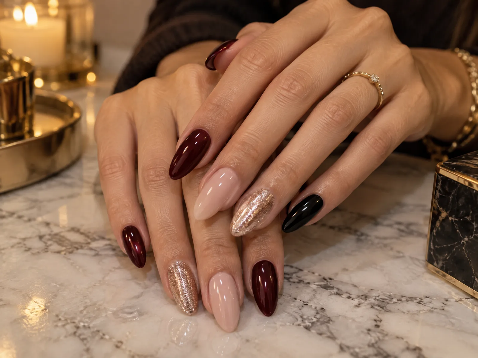 Alongamento de unhas em gel com nail art profissional em Sorocaba