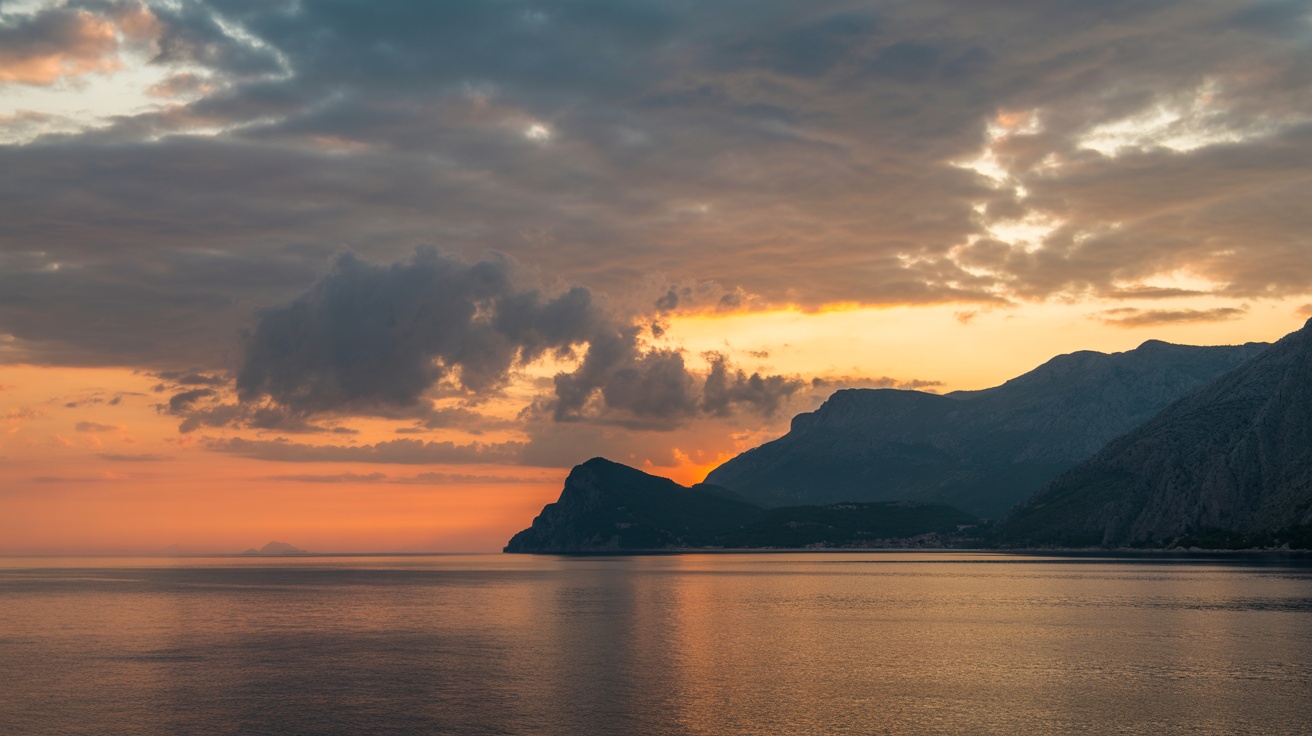 Montenegro coastline at sunset