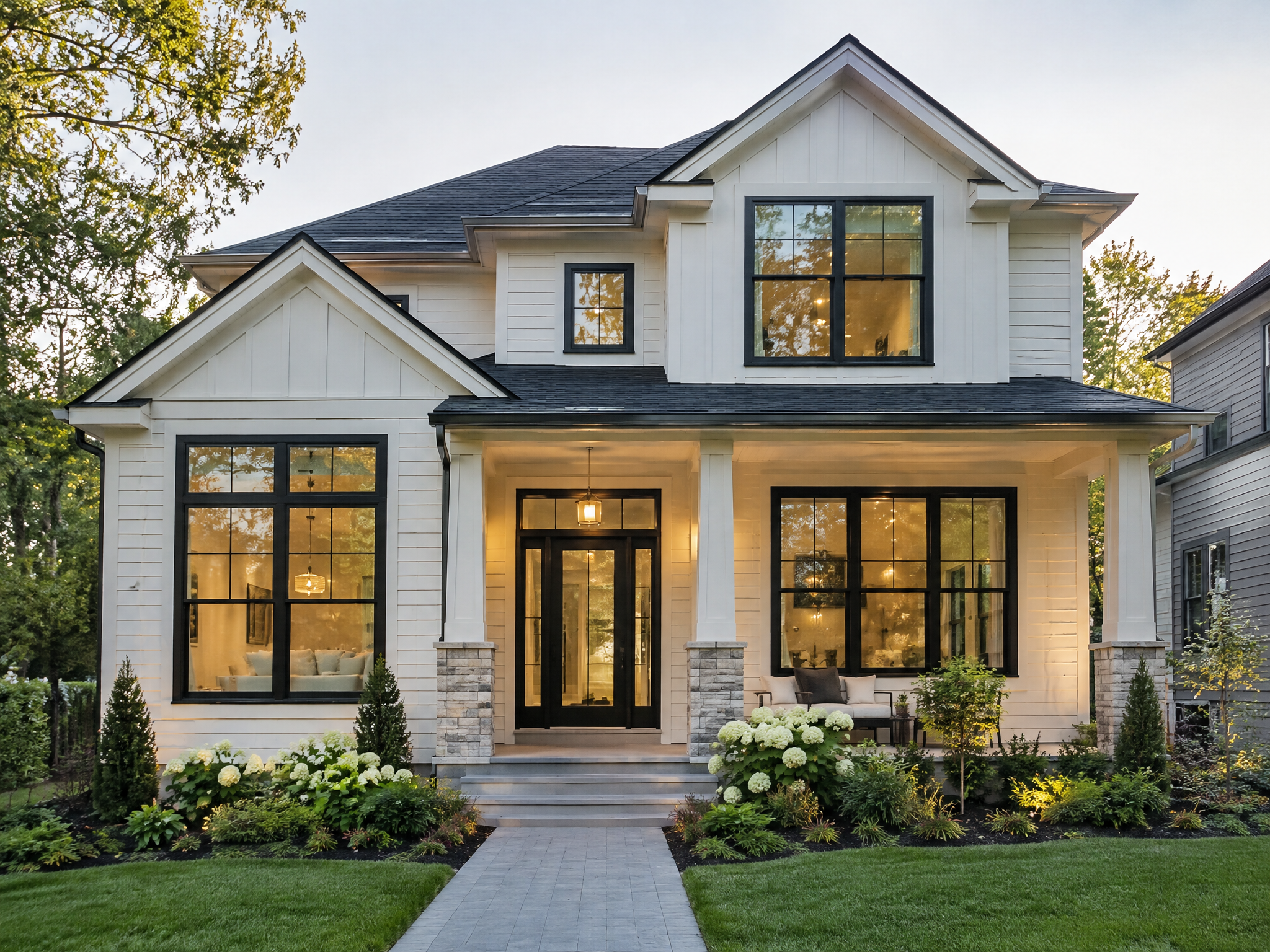 Beautiful new replacement windows on home exterior