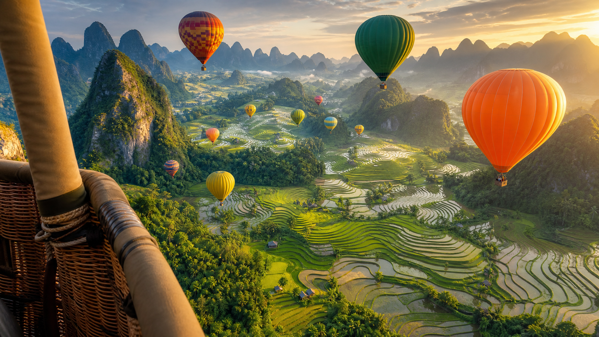 Toàn cảnh bay khinh khí cầu tại Điện Biên