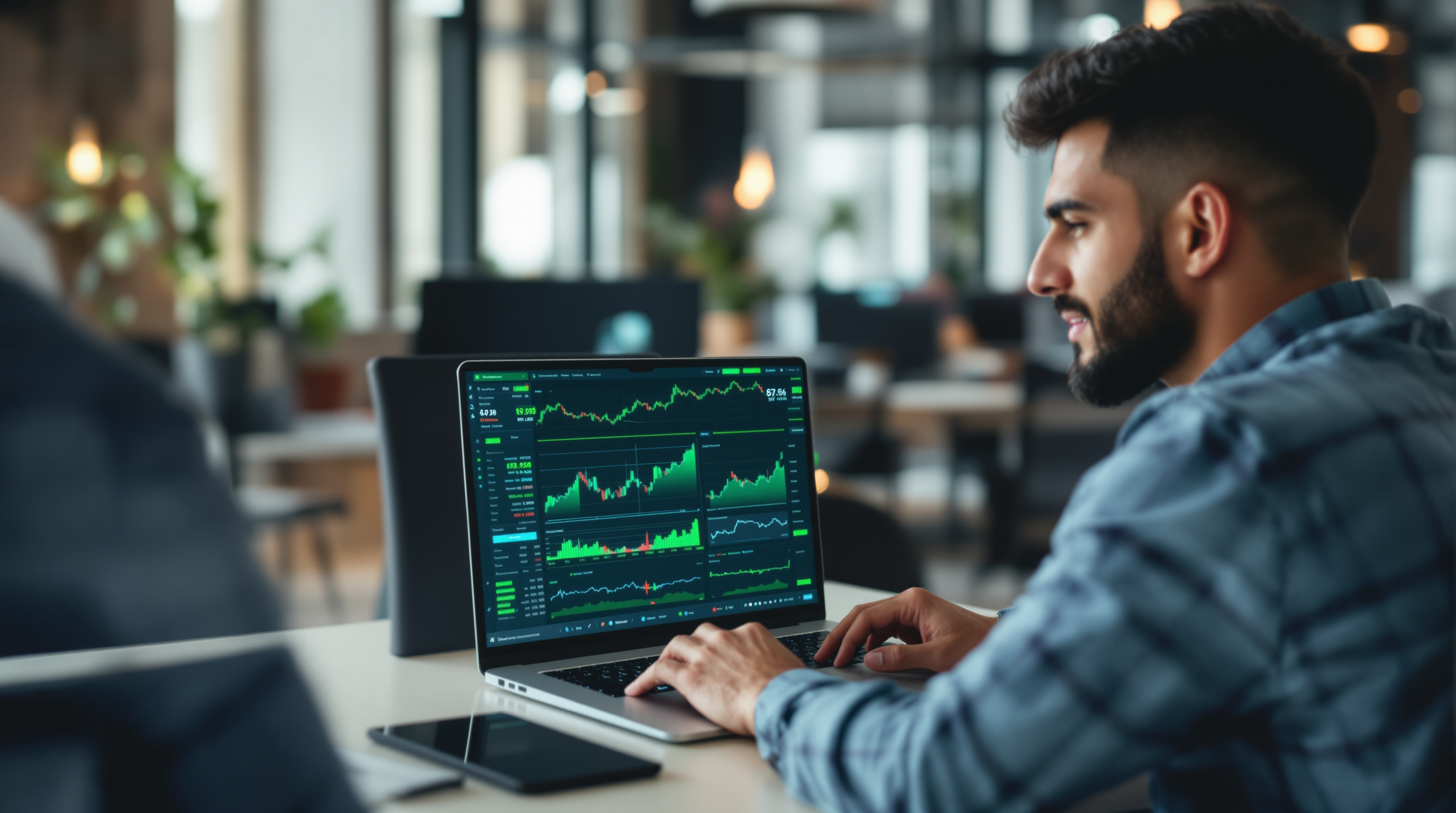 Jovem trader brasileiro usando plataforma Avalonbroker