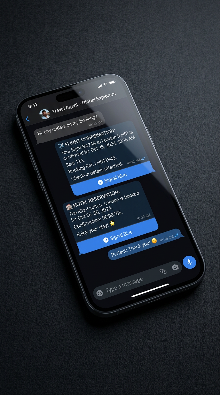 HolloStorm AI agent WhatsApp conversation on mobile device