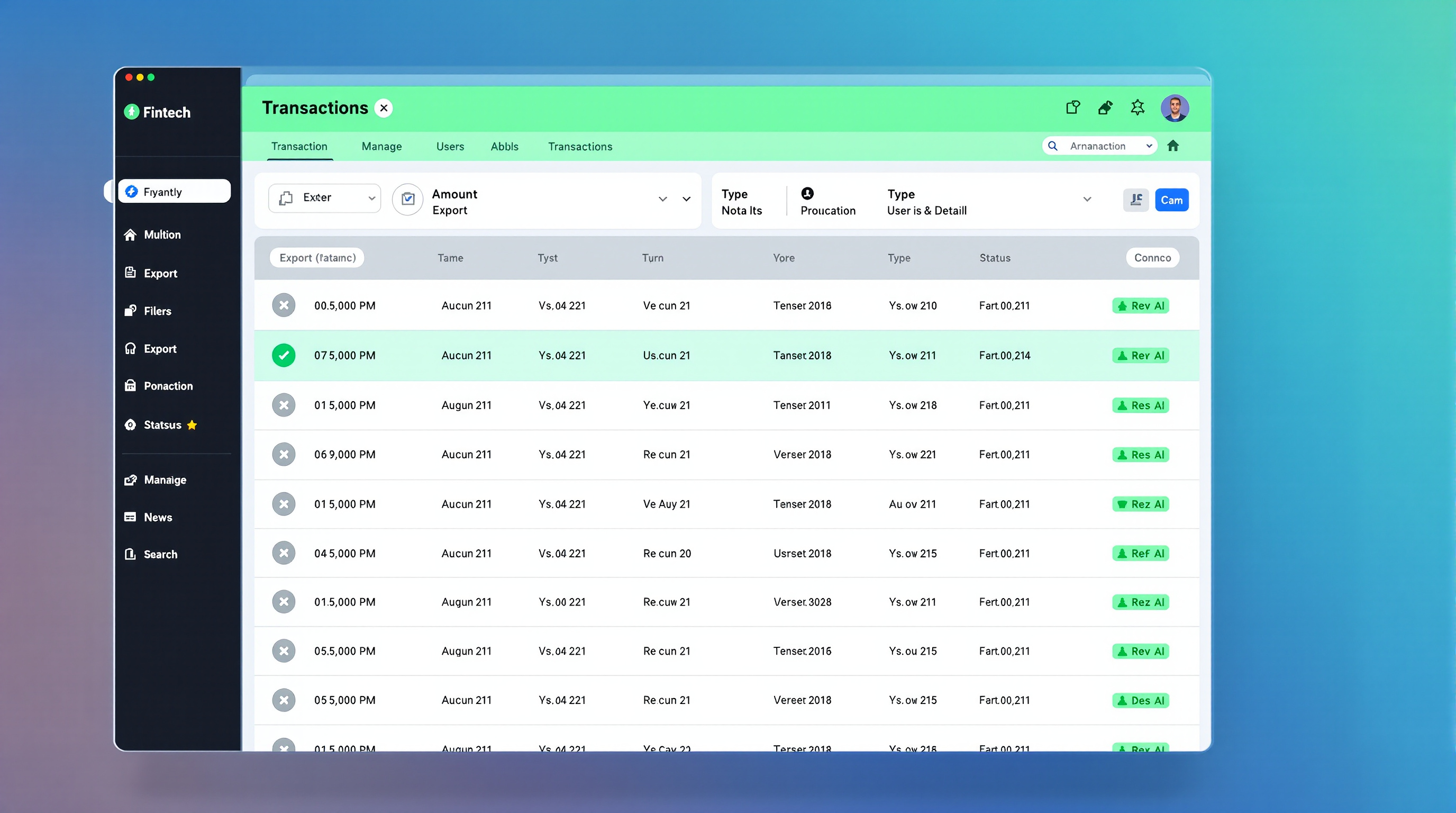 Transaction Management interface
