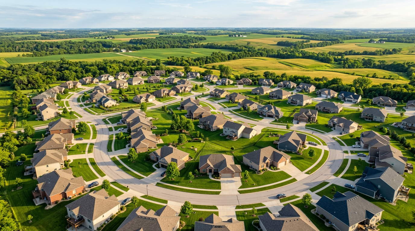 Aerial view of Woodfield Subdivision in Glenwood, Iowa