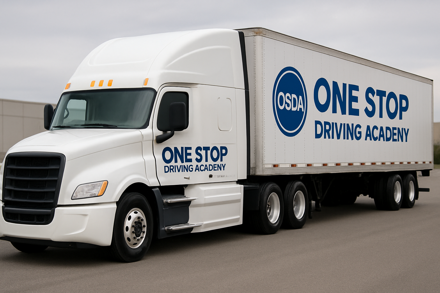 One Stop Driving Academy professional truck with company branding