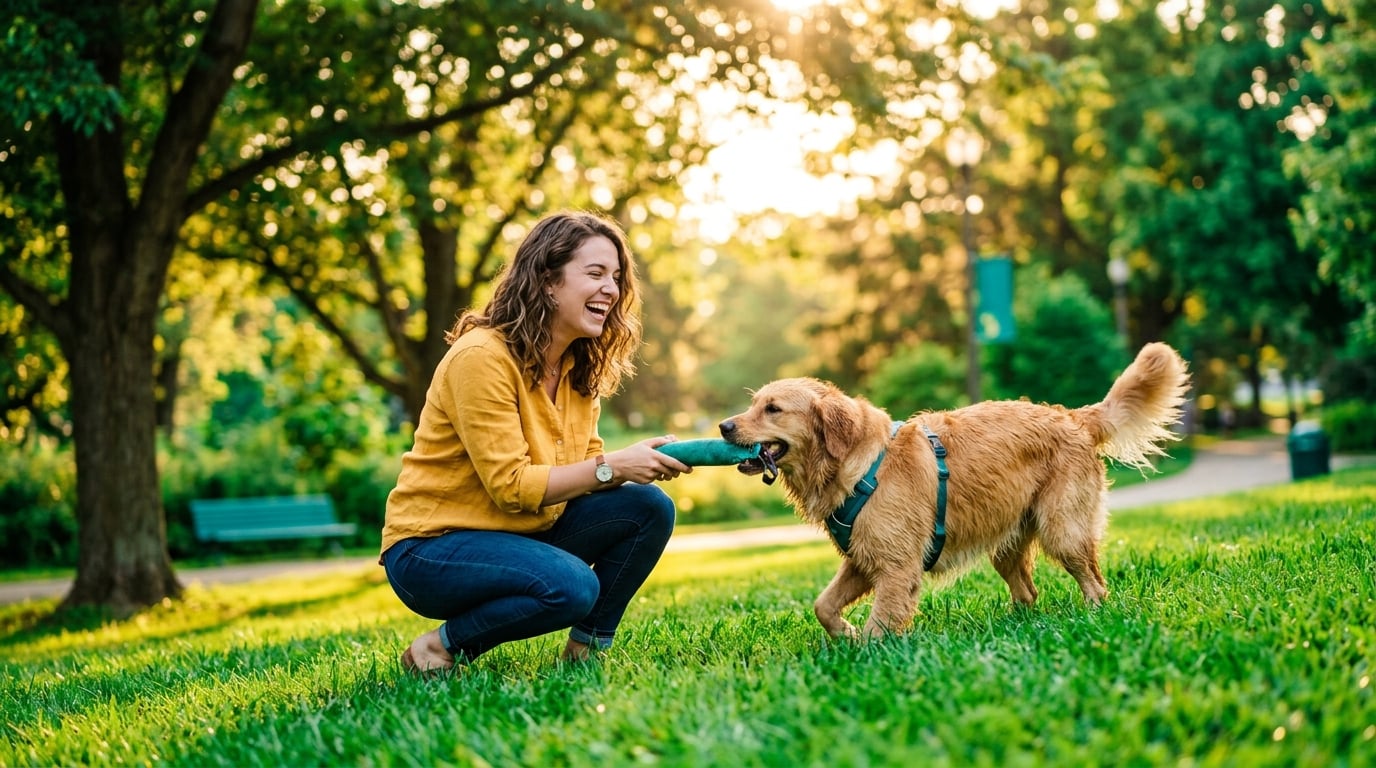 Mascota feliz en el parque