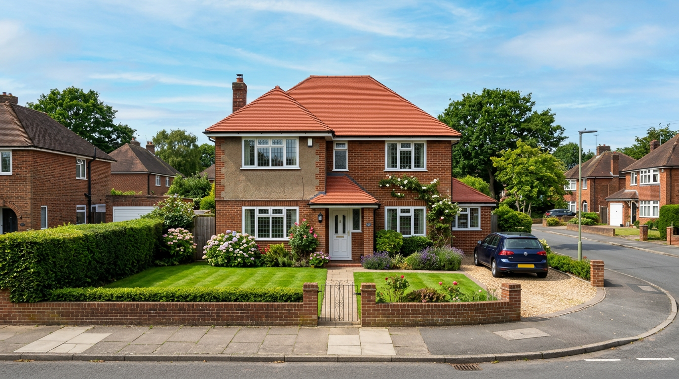 UK detached house with new clay tile roof in Lincolnshire