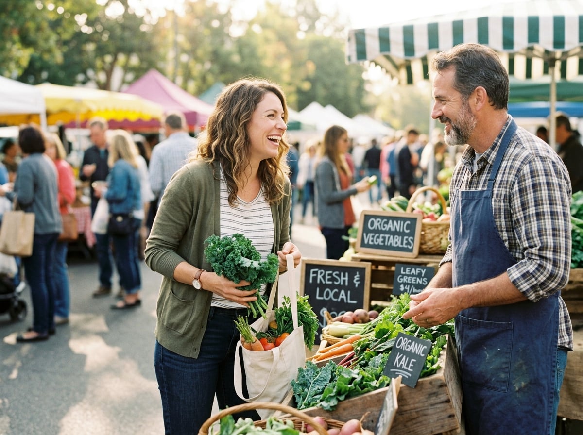 Connecting with local growers at the market.