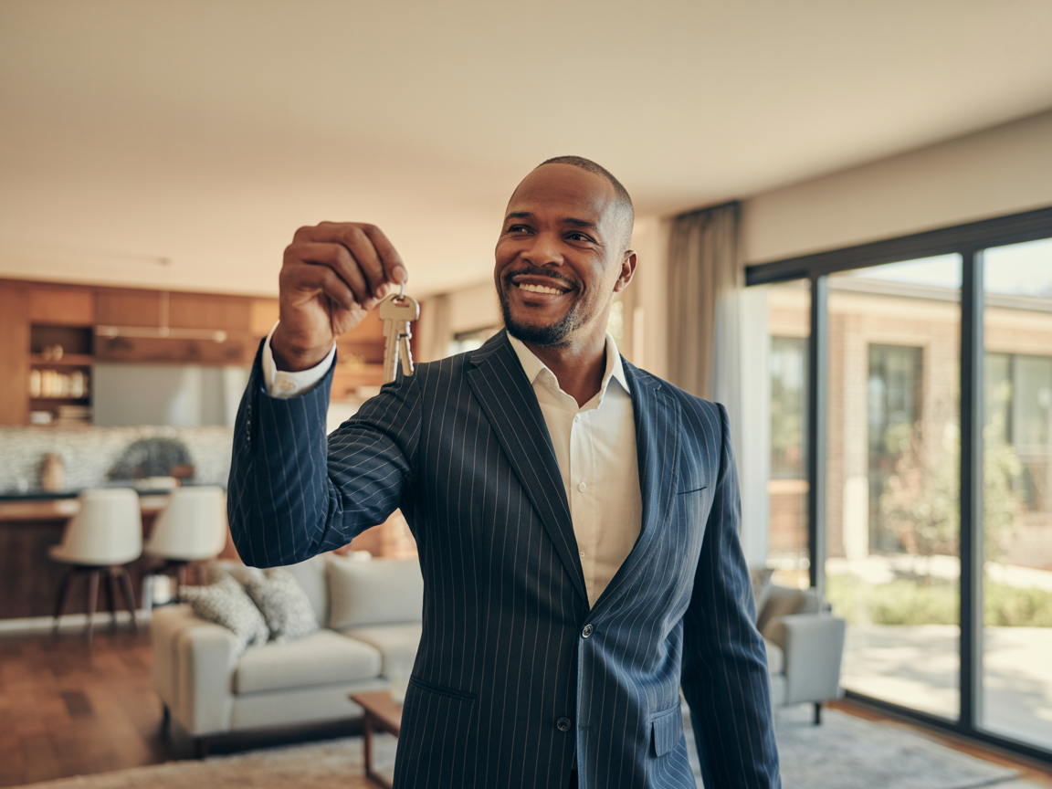 African-American man reviewing a real estate property as an investor