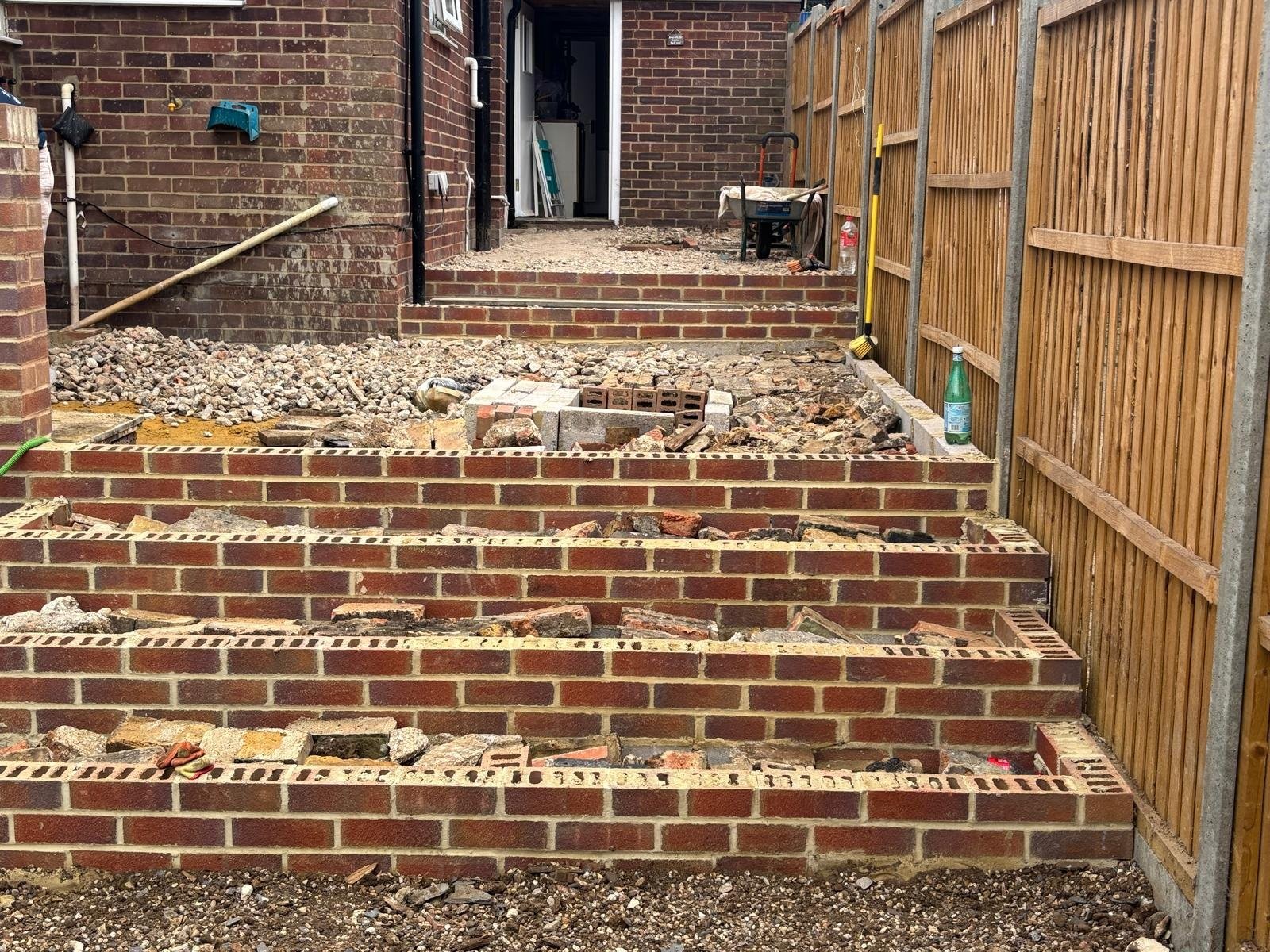 Brick steps with handrail