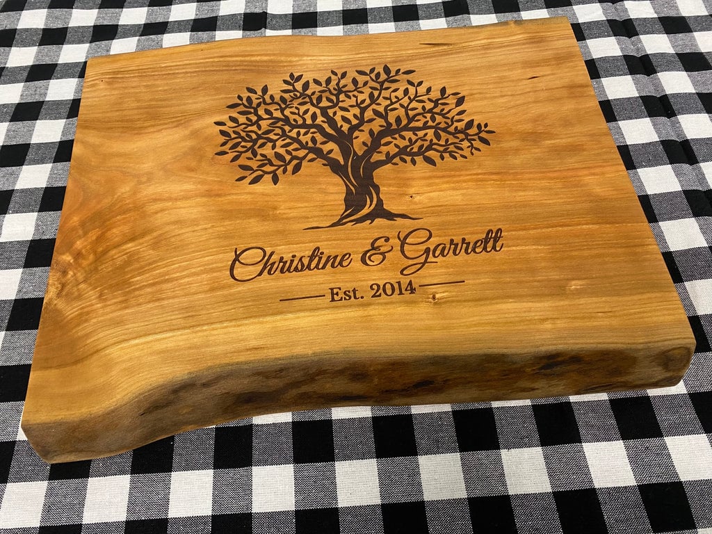 Precision laser engraving on a custom cutting board