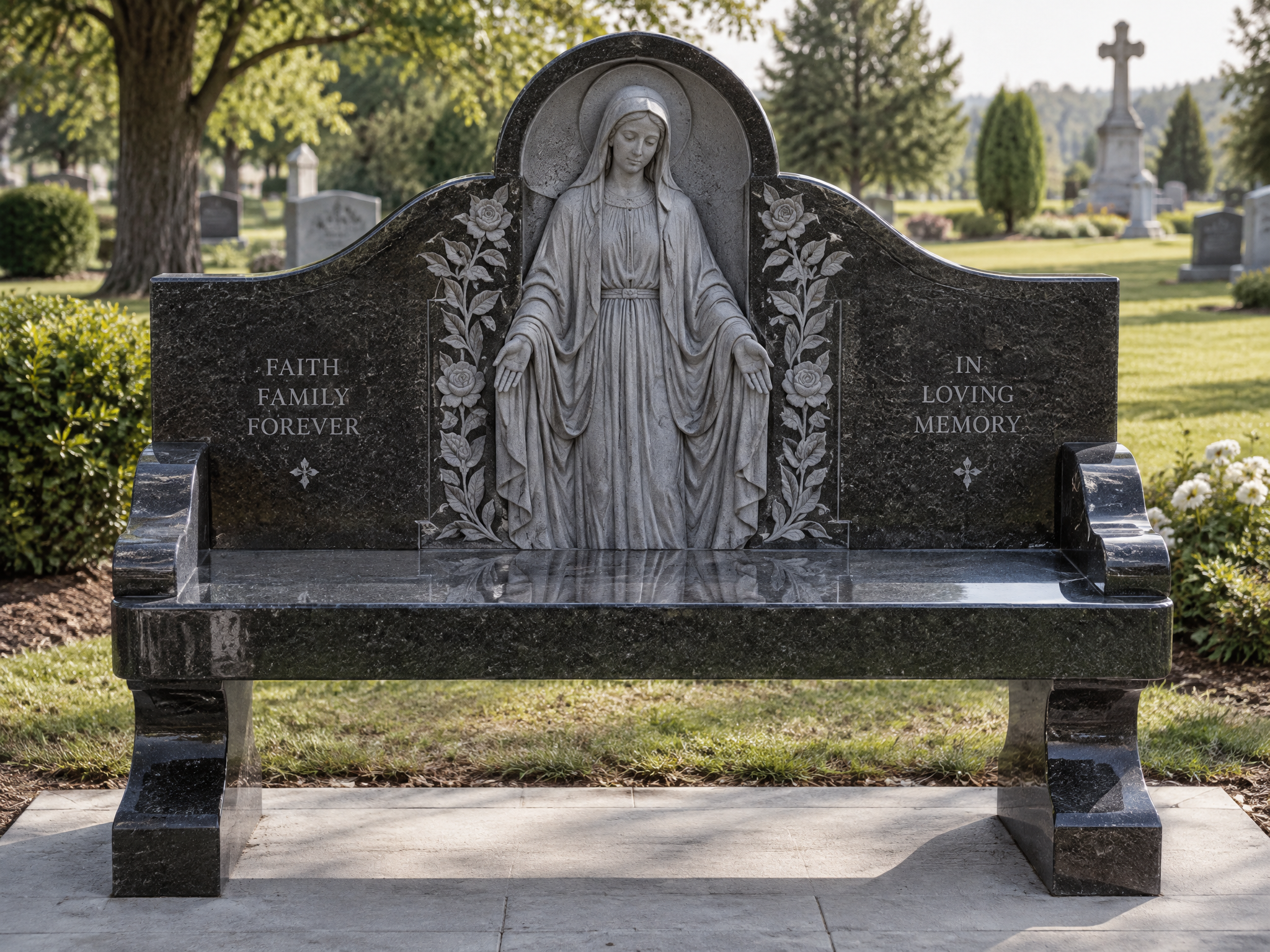 Madonna Granite Memorial Bench