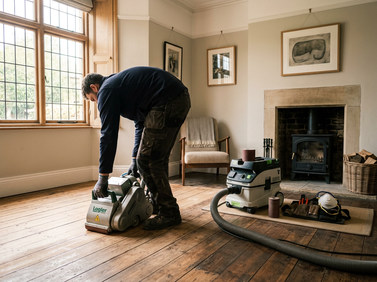 Professional wood floor sanding in a period home
