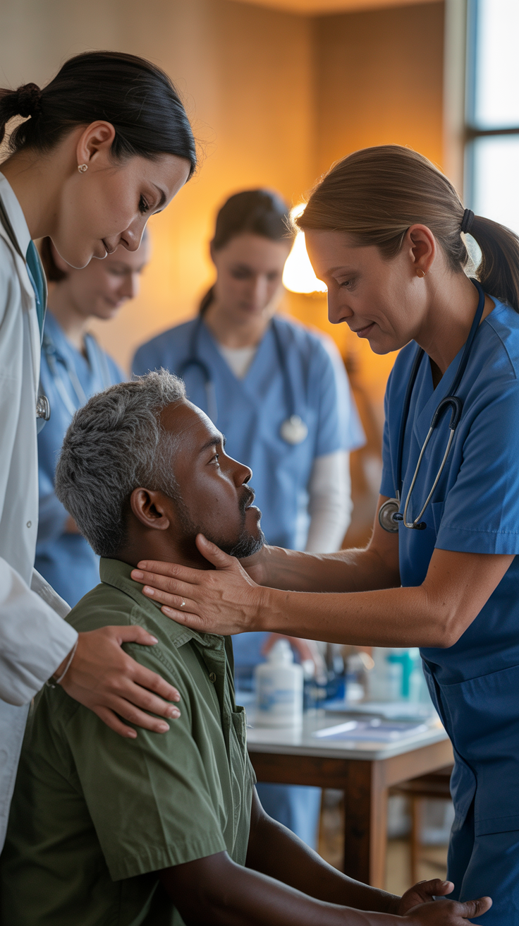 Medical volunteers providing healthcare