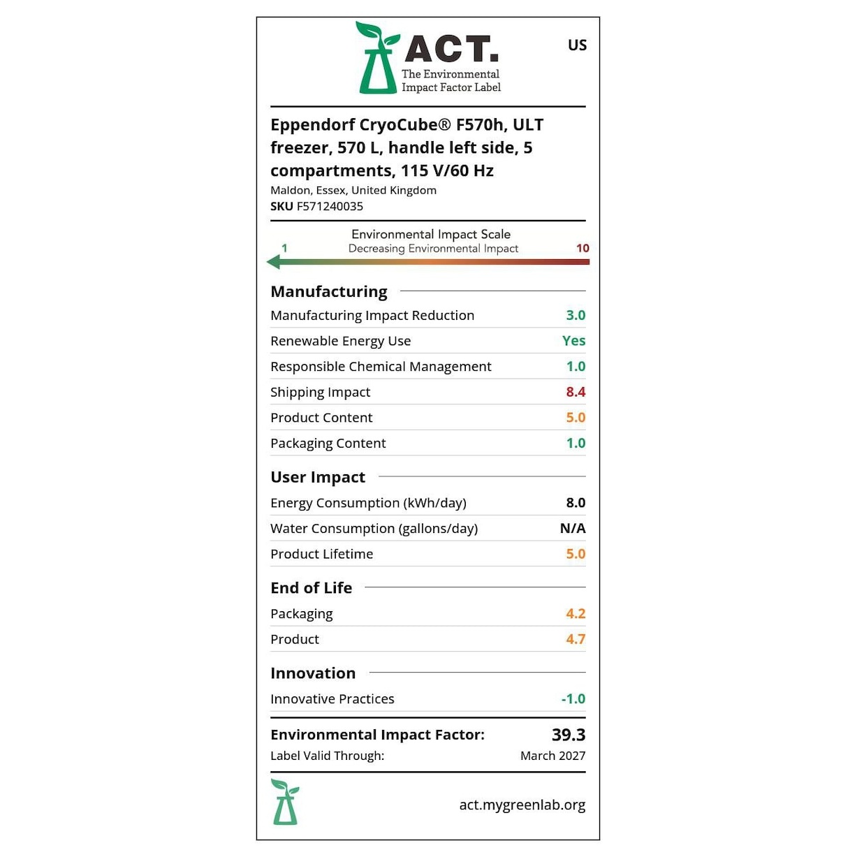 Eppendorf CryoCube F570 -86°C Freezer