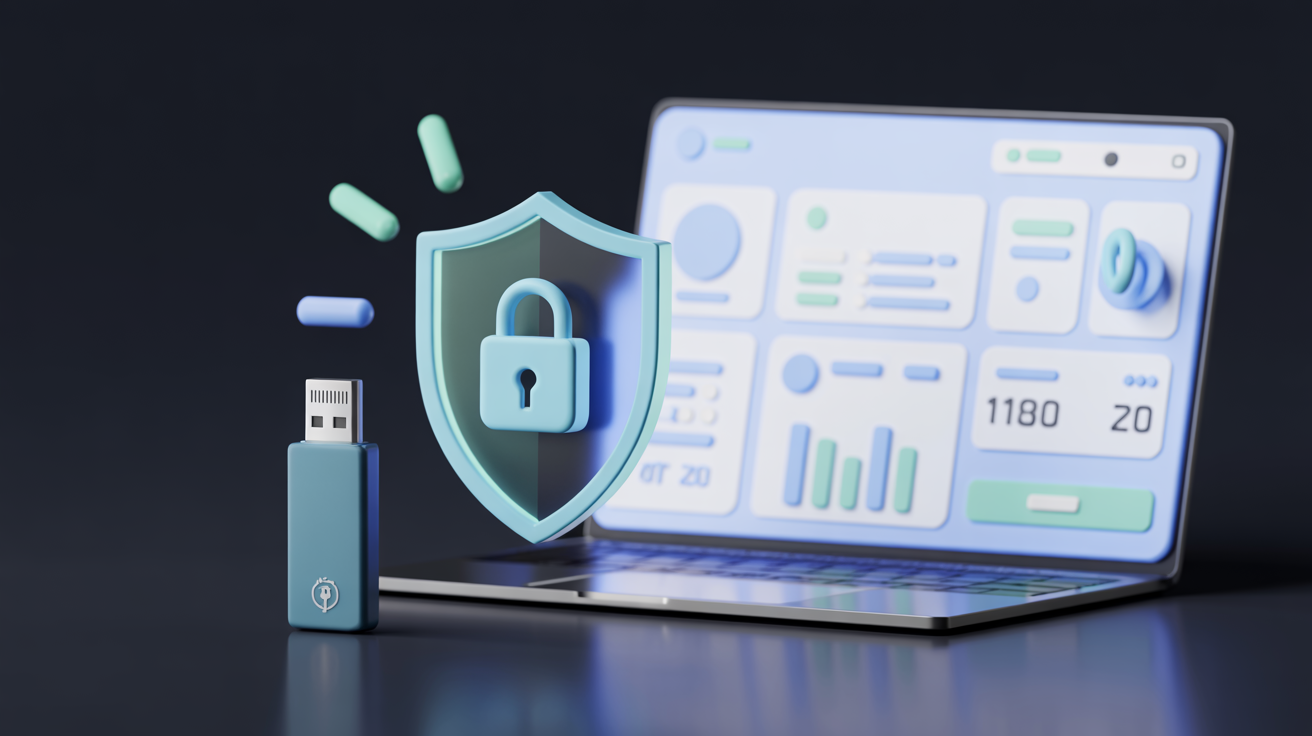 crypto portfolio for beginners security setup showing hardware wallet and portfolio tracker on laptop