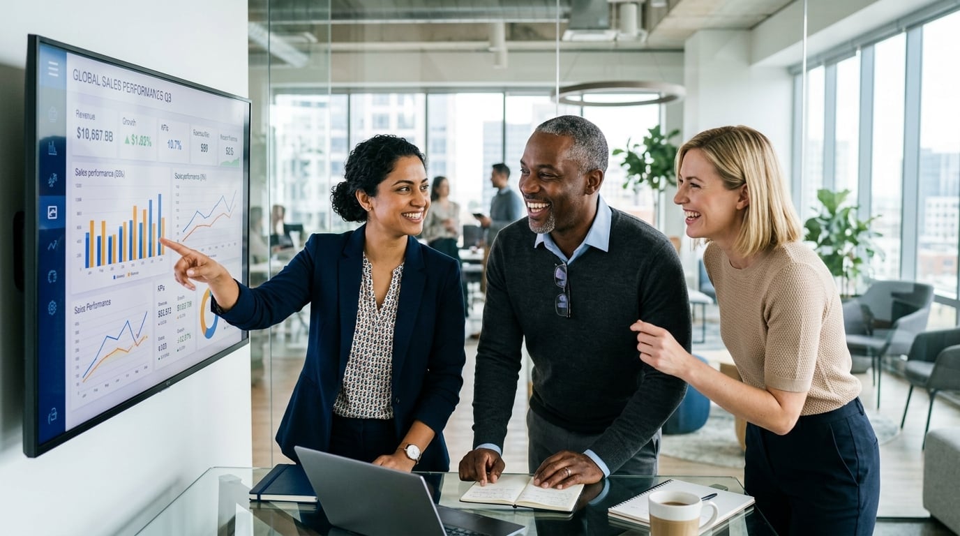 Professional team collaborating on business strategy