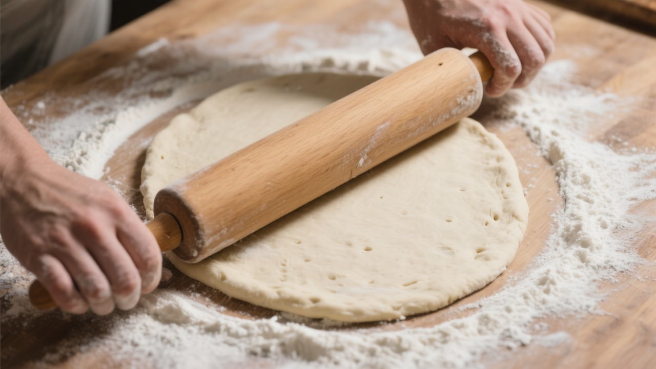 Pâte à Pizza Maison 8 Préparation étape par étape d'une pâte à pizza maison moelleuse et croustillante, avec des ingrédients simples et une technique facile à suivre