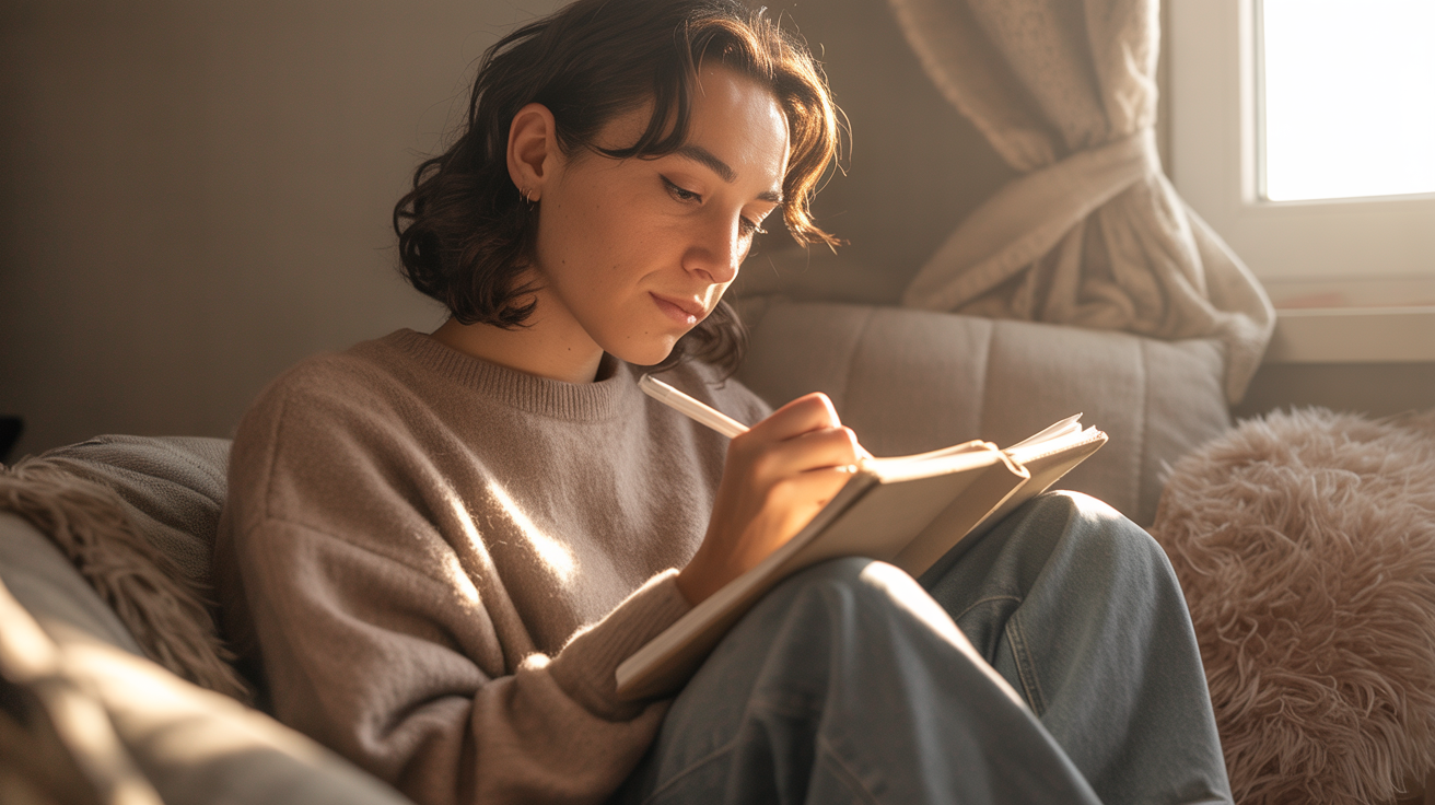 Person journaling for mental wellness