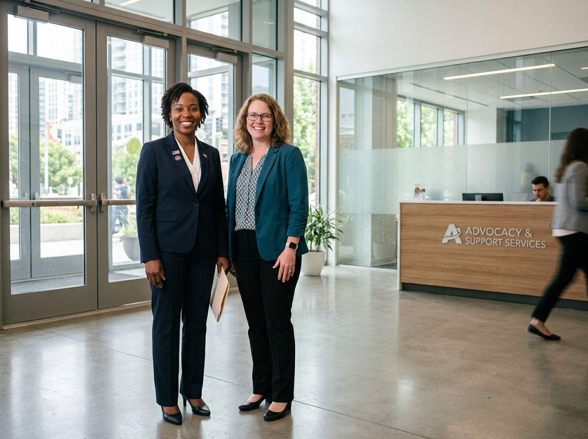 A VA-accredited claims advocate helping a woman veteran with her disability claim