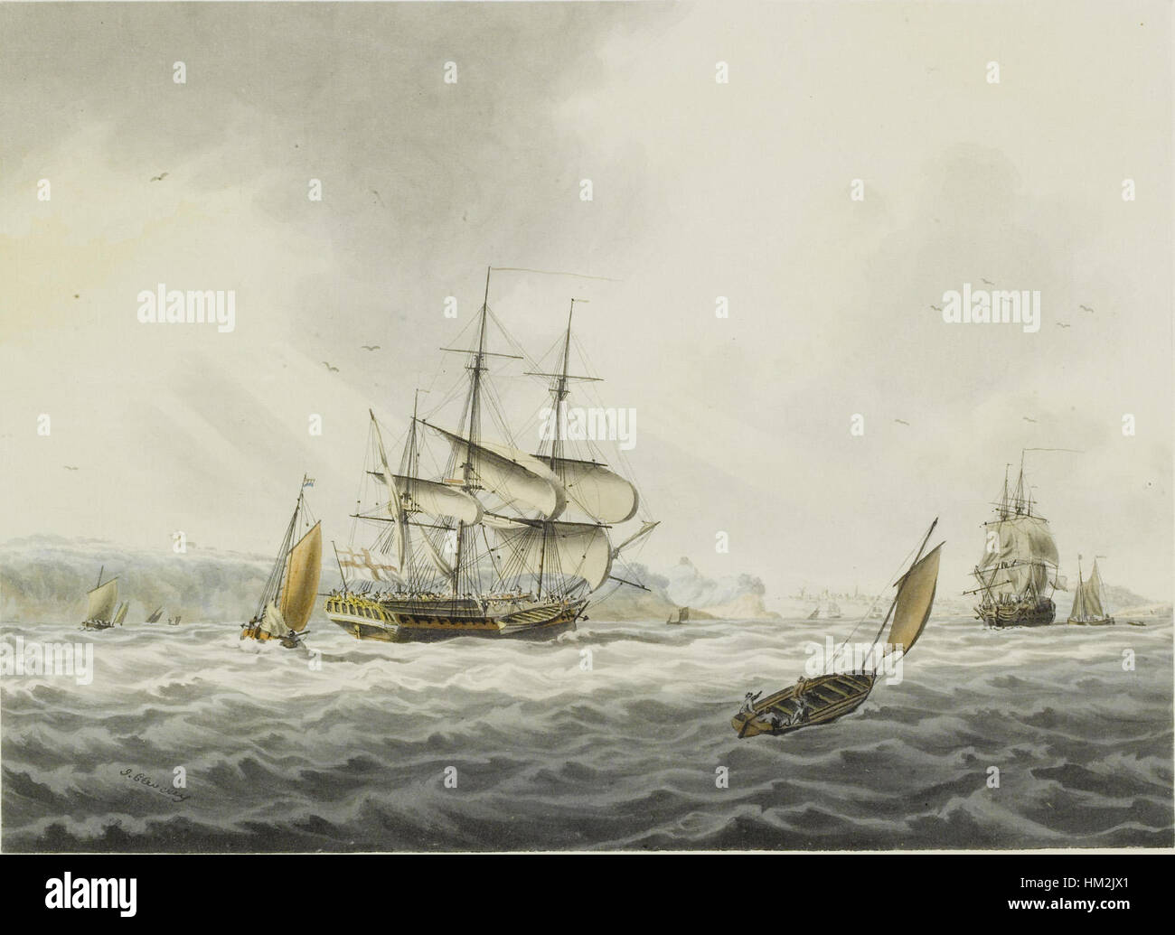 Historic Plymouth Harbor with colonial sailing vessels