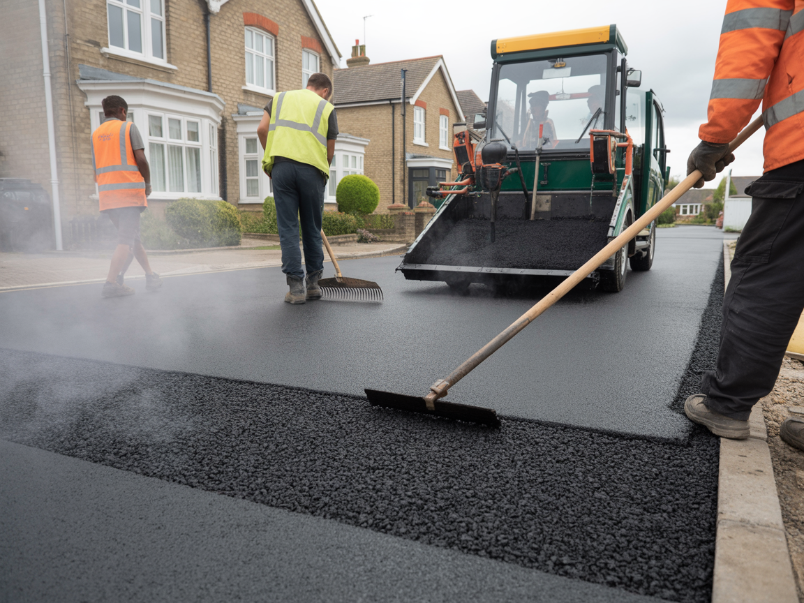 Driveway repair team at work