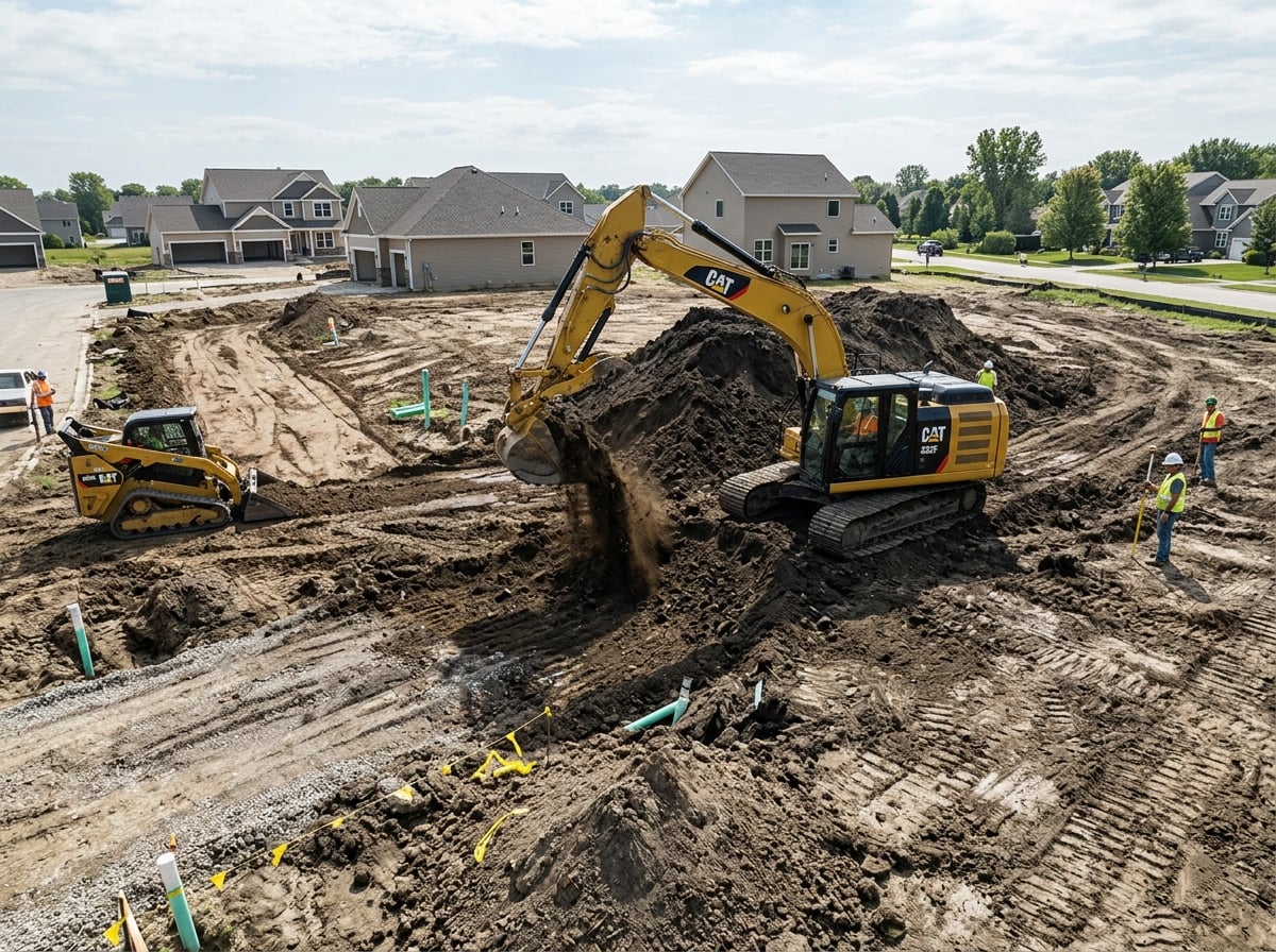 Active excavation and grading site work in progress