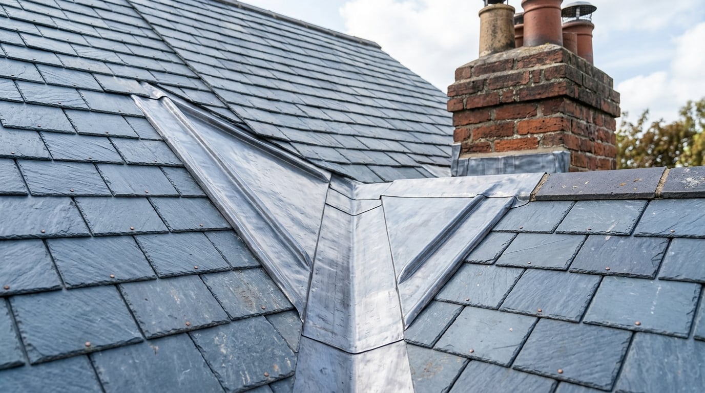 Roof valley repair with new lead lining